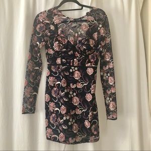 Nasty gal floral long sleeve dress